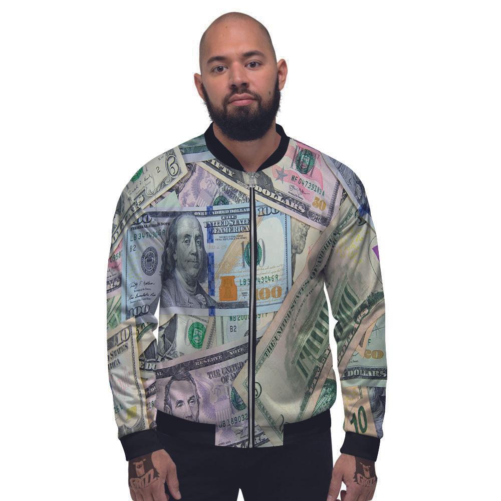 US Dollar Print Men's Bomber Jacket-grizzshop