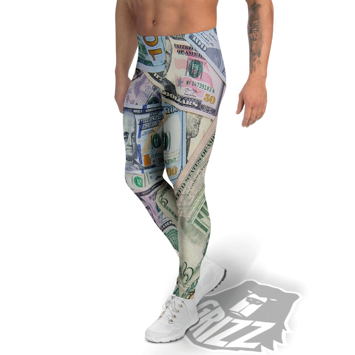 US Dollar Print Men's Leggings-grizzshop