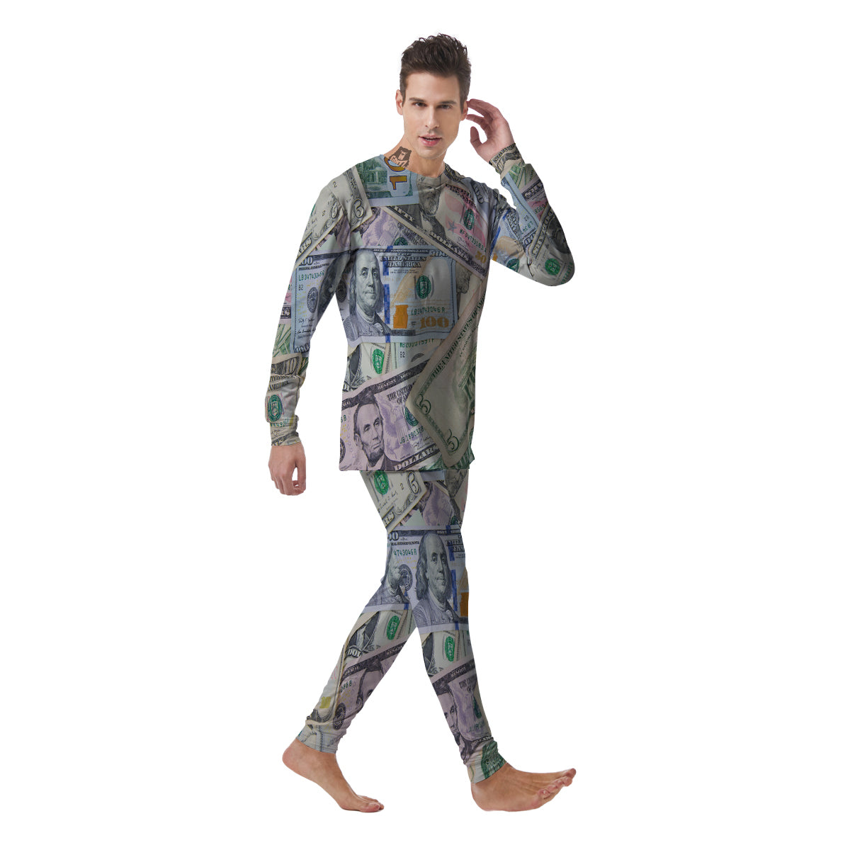 US Dollar Print Men's Pajamas-grizzshop