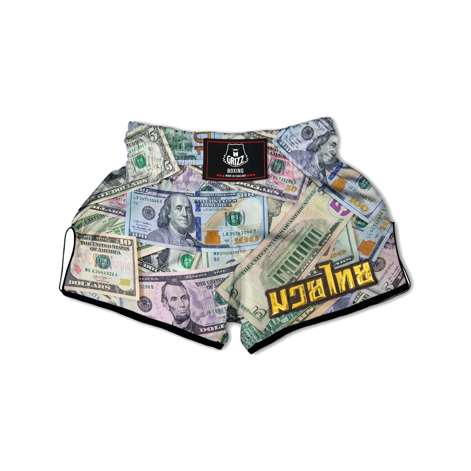 US Dollar Print Muay Thai Boxing Shorts-grizzshop