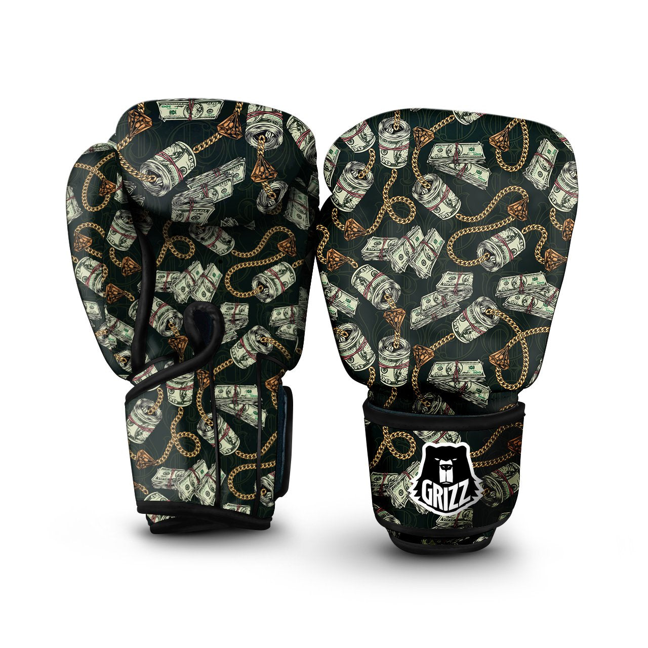 US Dollar Print Pattern Boxing Gloves-grizzshop