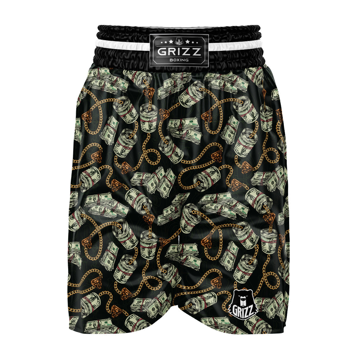 US Dollar Print Pattern Boxing Shorts-grizzshop
