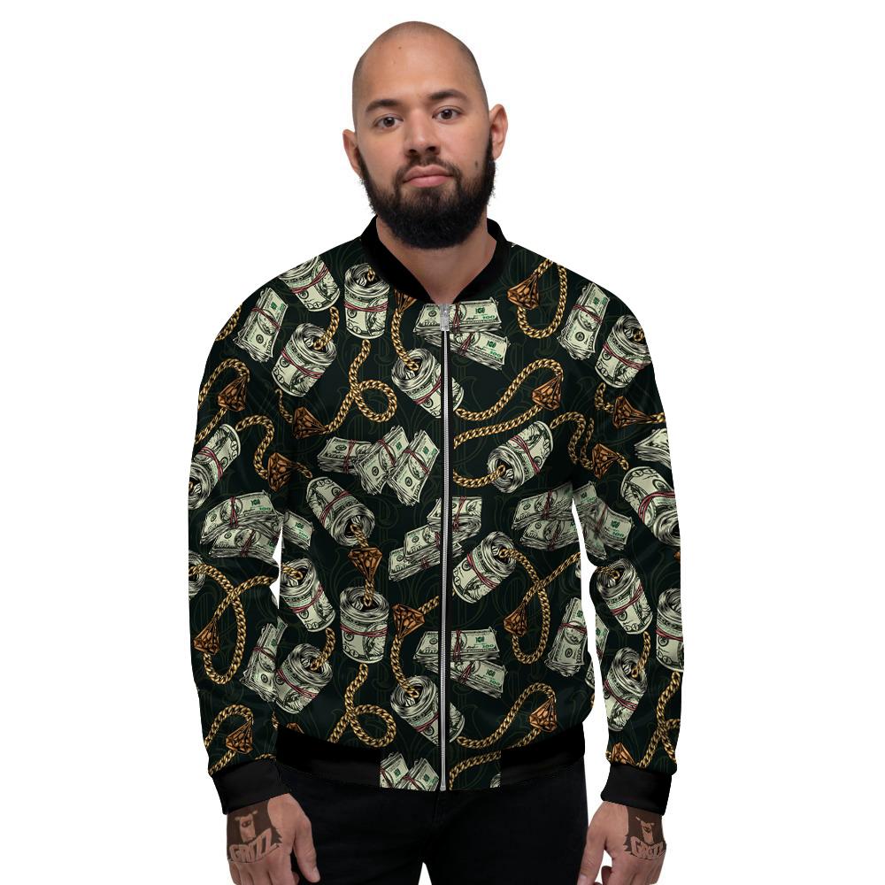 US Dollar Print Pattern Men's Bomber Jacket-grizzshop