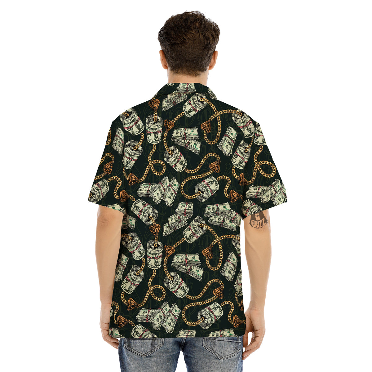 US Dollar Print Pattern Men's Hawaiian Shirt-grizzshop