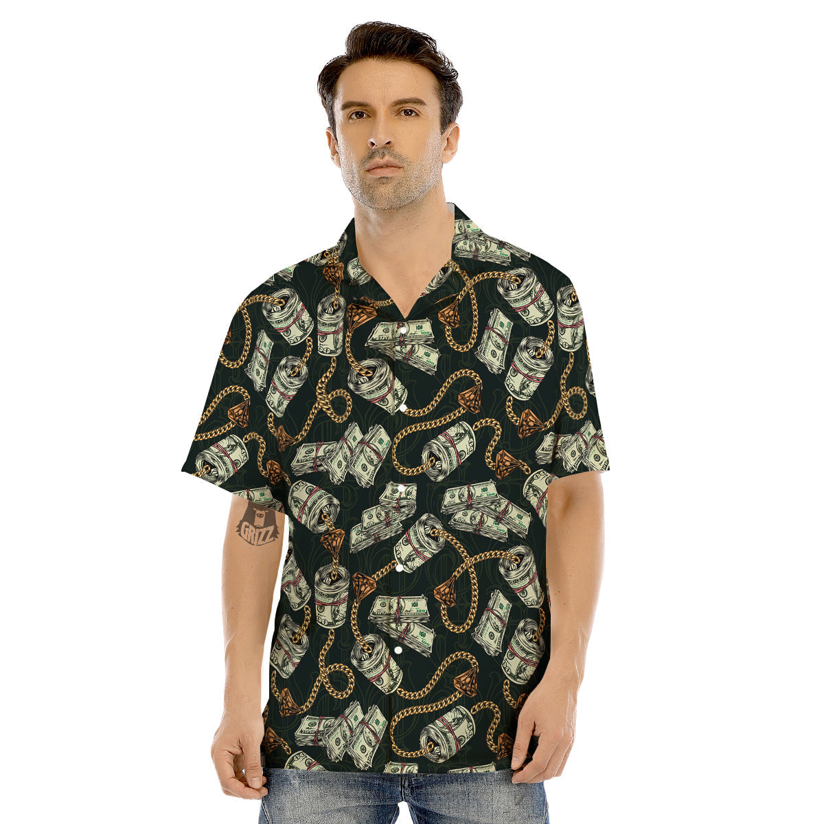 US Dollar Print Pattern Men's Hawaiian Shirt-grizzshop