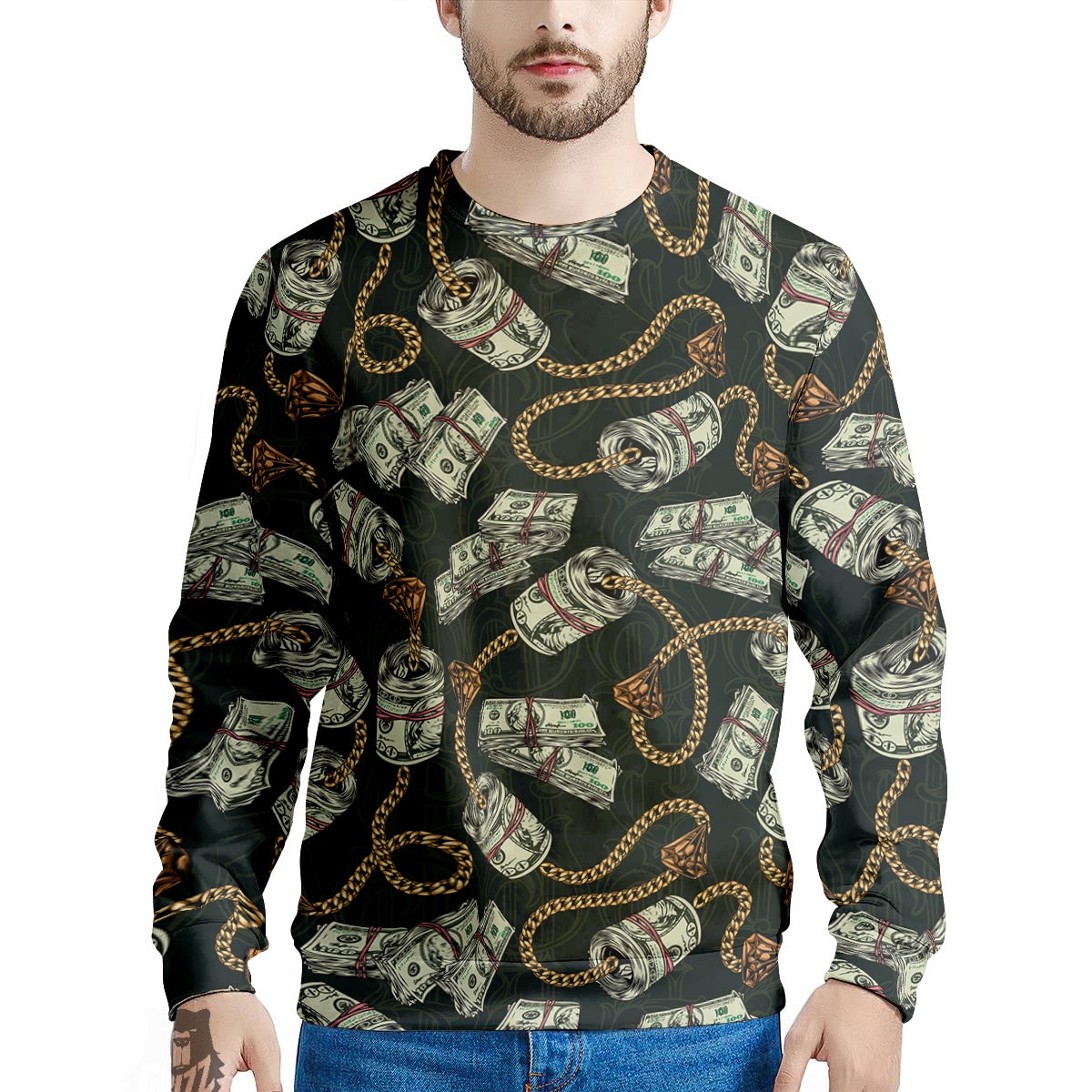 US Dollar Print Pattern Men's Sweatshirt-grizzshop