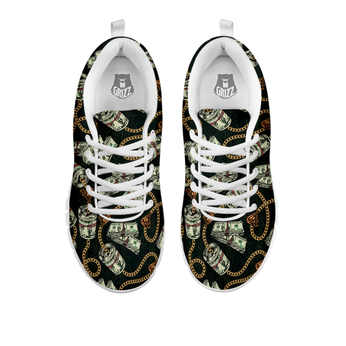 US Dollar Print Pattern White Sneaker-grizzshop