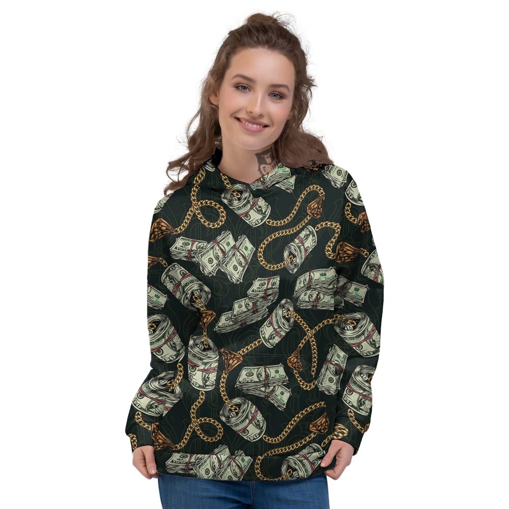 US Dollar Print Pattern Women's Hoodie-grizzshop