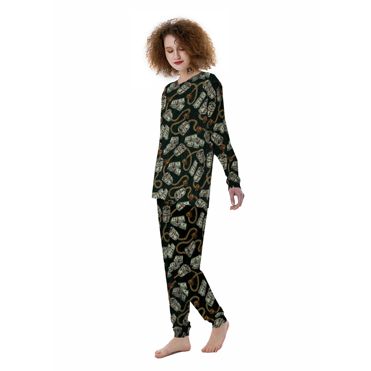 US Dollar Print Pattern Women's Pajamas-grizzshop