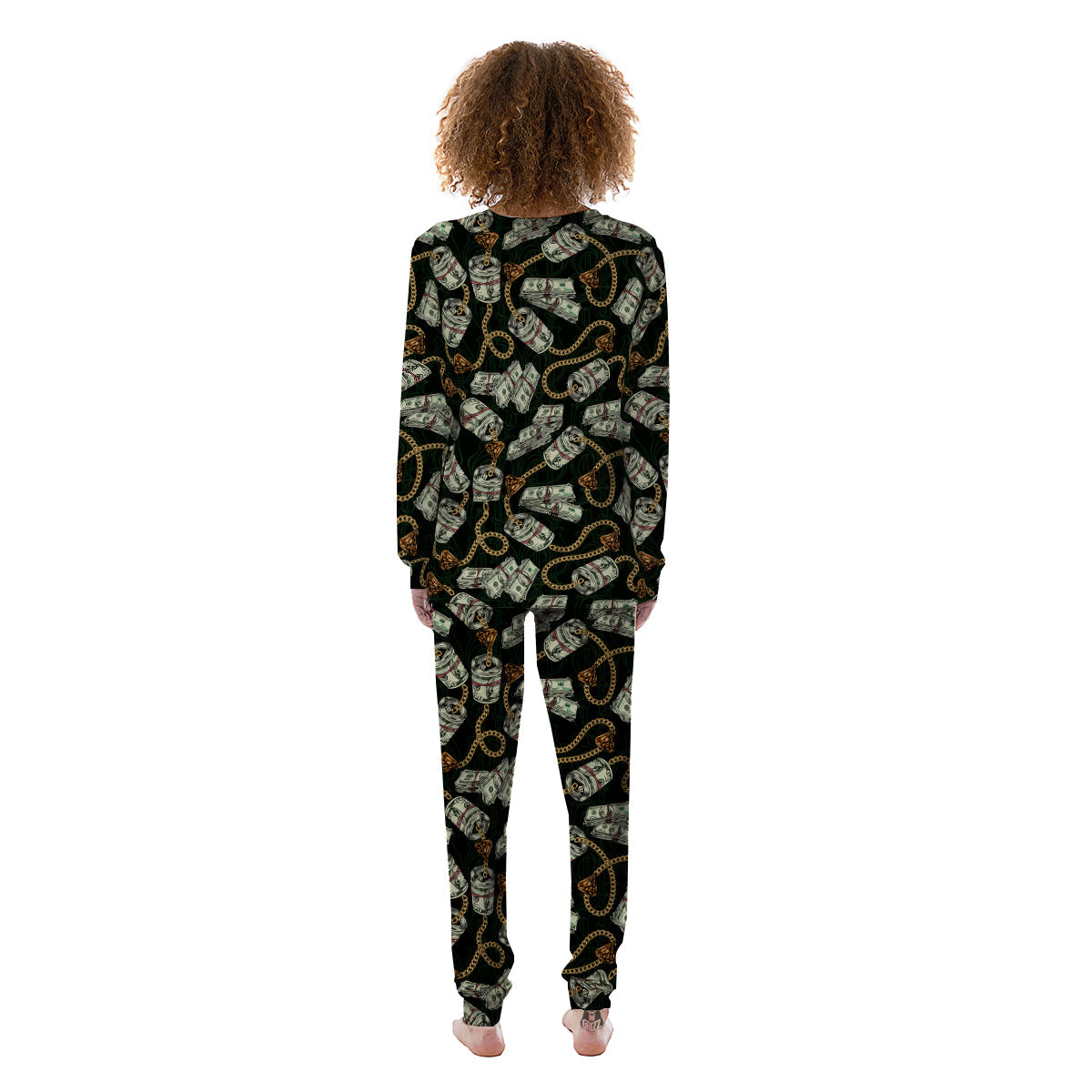 US Dollar Print Pattern Women's Pajamas-grizzshop
