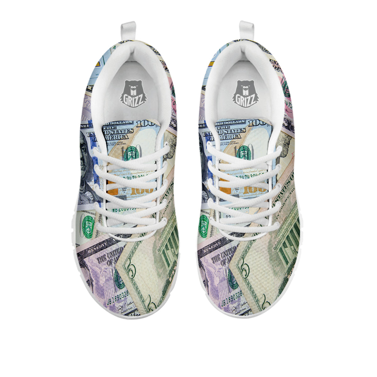 US Dollar Print White Sneaker-grizzshop