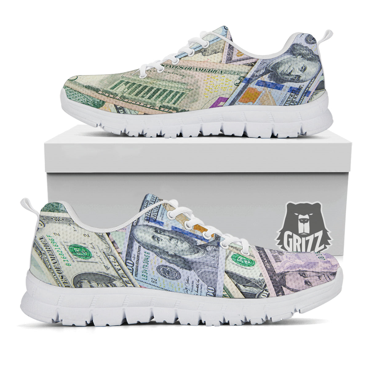 US Dollar Print White Sneaker-grizzshop