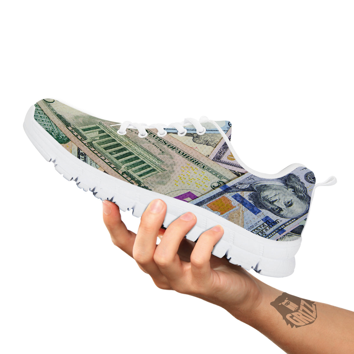 US Dollar Print White Sneaker-grizzshop