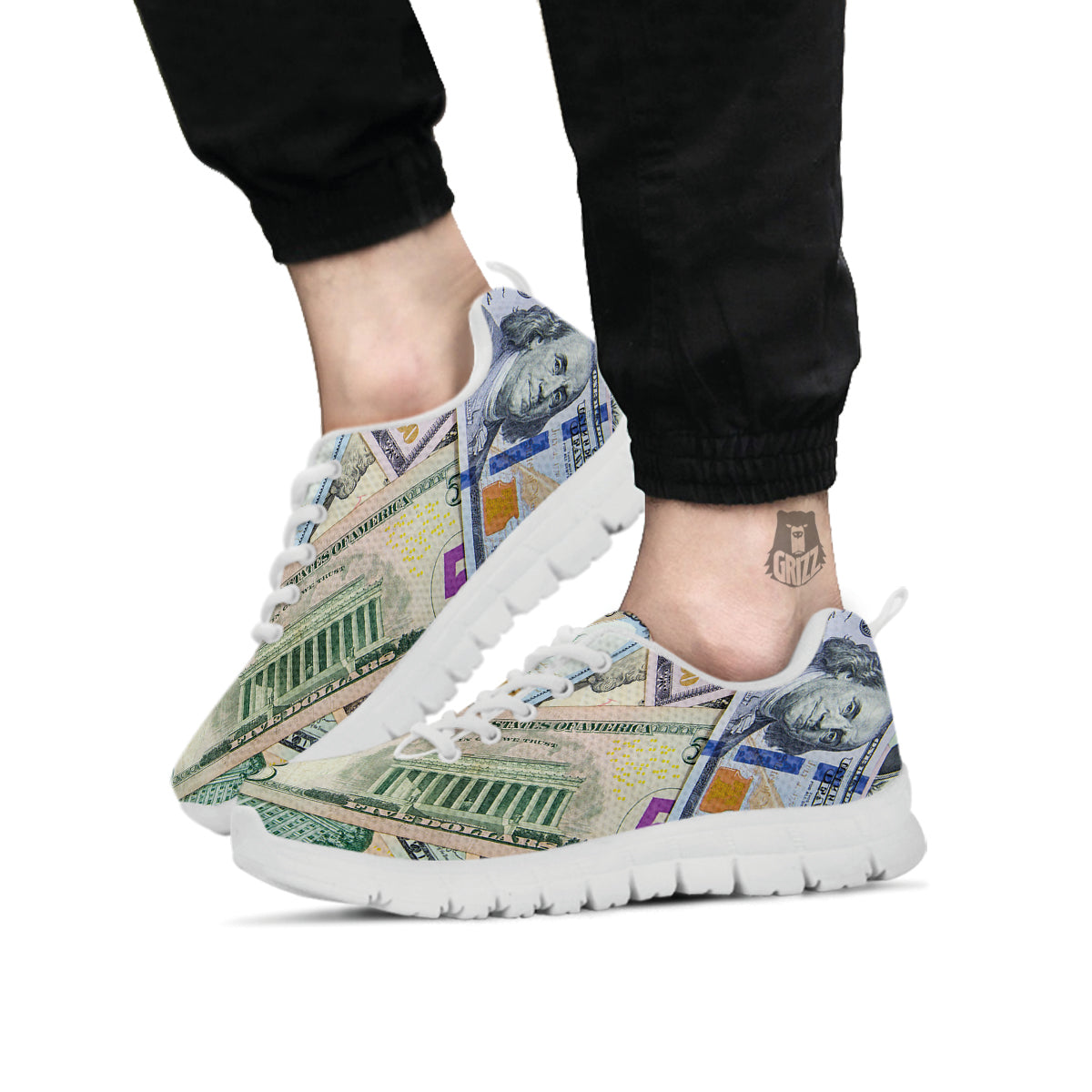 US Dollar Print White Sneaker-grizzshop