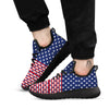 USA Blue And White Star Print Pattern Black Athletic Shoes-grizzshop