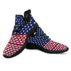 USA Blue And White Star Print Pattern Black Athletic Shoes-grizzshop