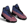 USA Blue And White Star Print Pattern Black Basketball Shoes-grizzshop