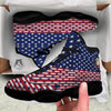 USA Blue And White Star Print Pattern Black Basketball Shoes-grizzshop