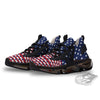 USA Blue And White Star Print Pattern Black Gym Shoes-grizzshop