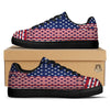 USA Blue And White Star Print Pattern Black Low Top Sneakers-grizzshop