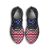 USA Blue And White Star Print Pattern Black Running Shoes-grizzshop