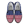 USA Blue And White Star Print Pattern Black Slip On Shoes-grizzshop