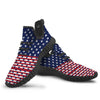 USA Blue And White Star Print Pattern Black Walking Shoes-grizzshop