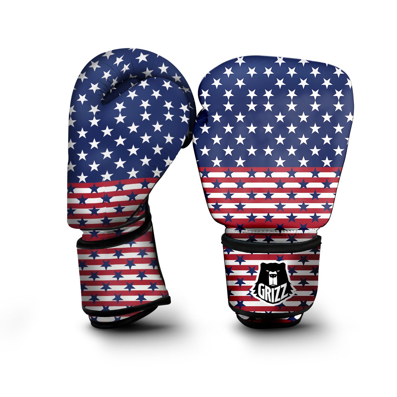 USA Blue And White Star Print Pattern Boxing Gloves-grizzshop