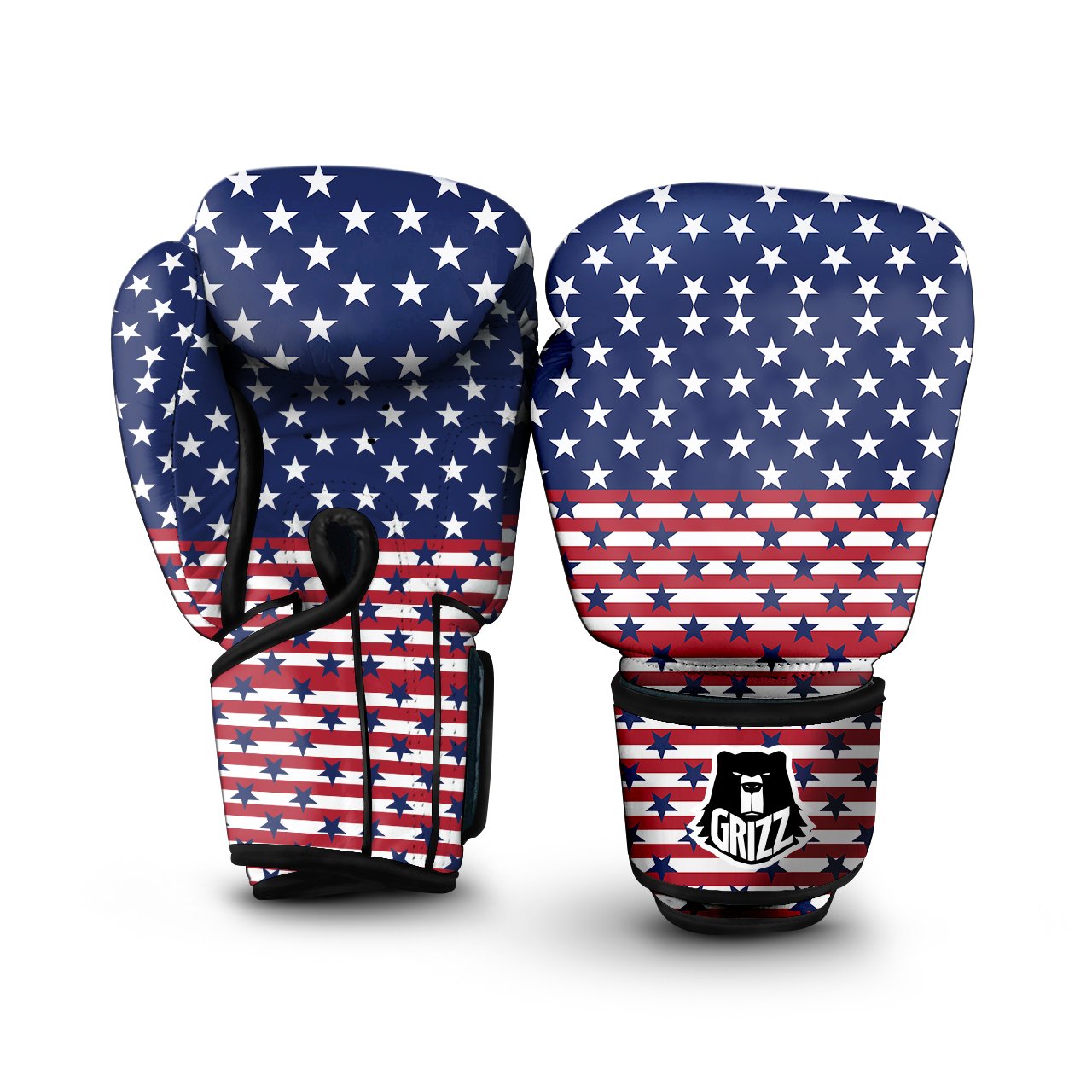 USA Blue And White Star Print Pattern Boxing Gloves-grizzshop