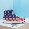 USA Blue And White Star Print Pattern High Top Sneakers-grizzshop