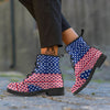 USA Blue And White Star Print Pattern Leather Boots-grizzshop