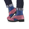 USA Blue And White Star Print Pattern Leather Boots-grizzshop