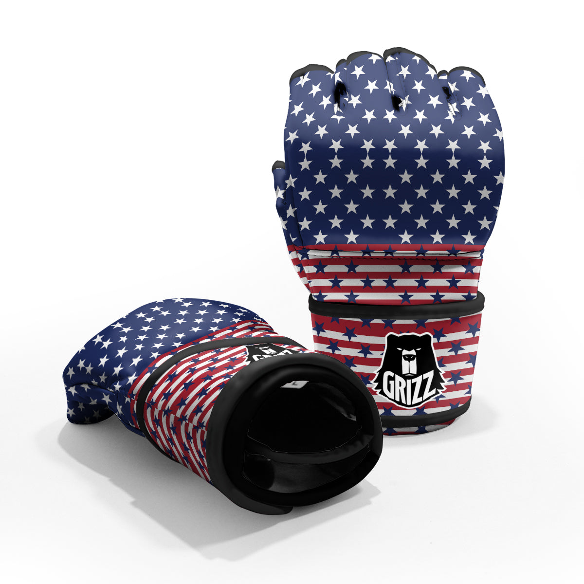 USA Blue And White Star Print Pattern MMA Gloves-grizzshop