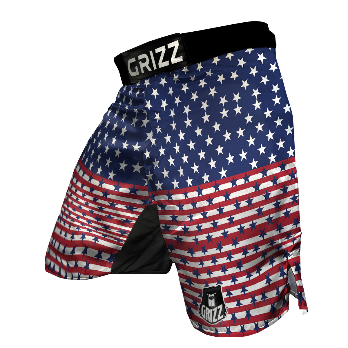 USA Blue And White Star Print Pattern MMA Shorts-grizzshop