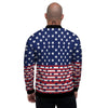 USA Blue And White Star Print Pattern Men's Bomber Jacket-grizzshop