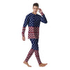 USA Blue And White Star Print Pattern Men's Pajamas-grizzshop