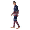 USA Blue And White Star Print Pattern Men's Pajamas-grizzshop