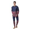 USA Blue And White Star Print Pattern Men's Pajamas-grizzshop