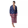 USA Blue And White Star Print Pattern Men's Robe-grizzshop