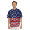 USA Blue And White Star Print Pattern Men's Short Sleeve Shirts-grizzshop