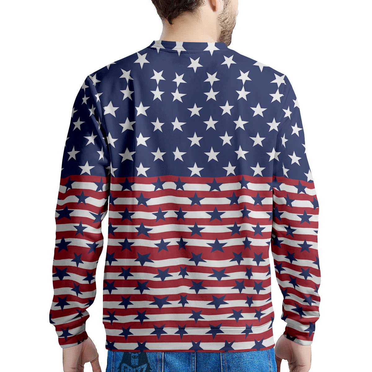 USA Blue And White Star Print Pattern Men's Sweatshirt-grizzshop