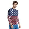 USA Blue And White Star Print Pattern Men's Sweatshirt-grizzshop