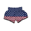 USA Blue And White Star Print Pattern Muay Thai Boxing Shorts-grizzshop