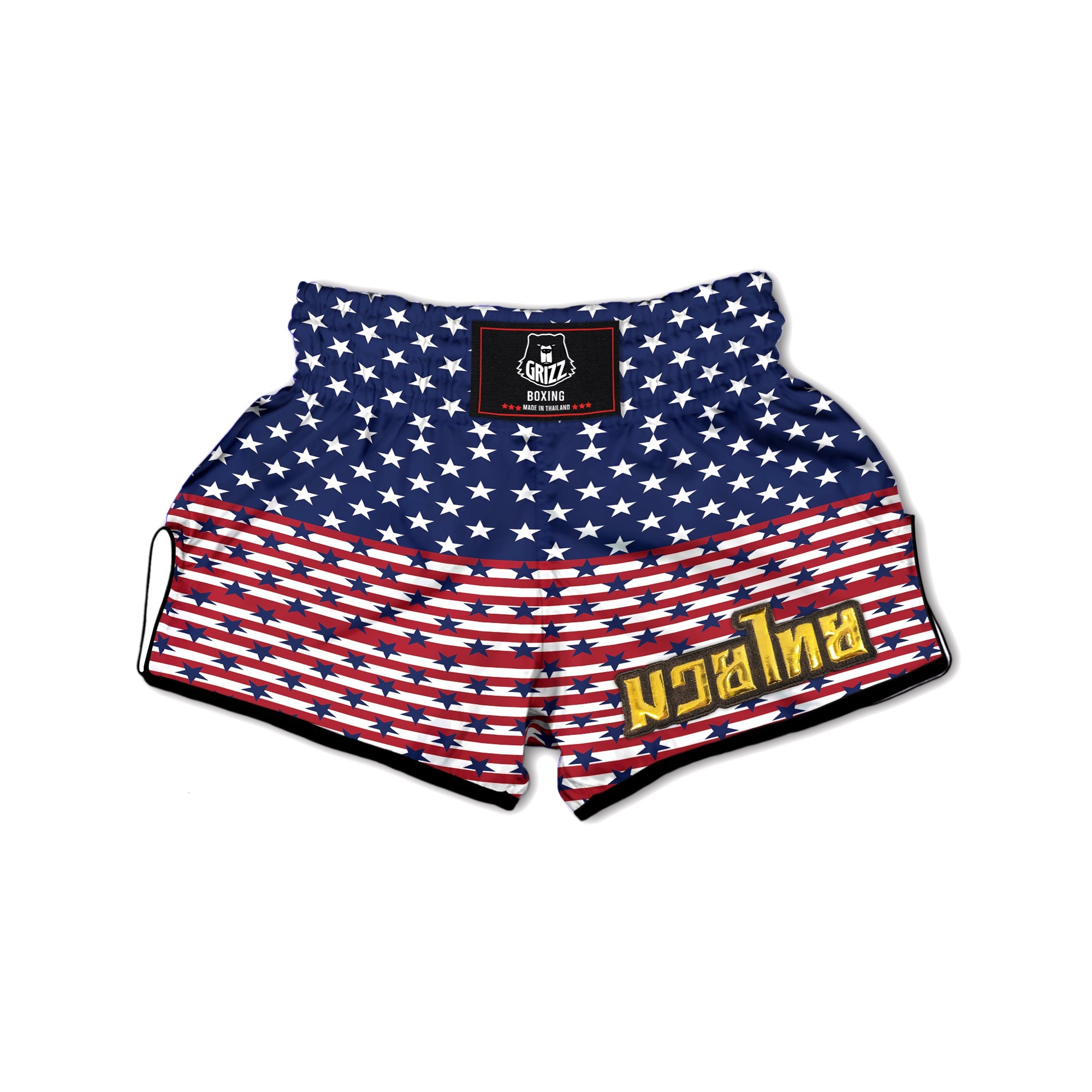 USA Blue And White Star Print Pattern Muay Thai Boxing Shorts-grizzshop