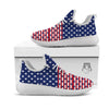 USA Blue And White Star Print Pattern White Athletic Shoes-grizzshop