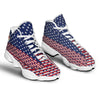 USA Blue And White Star Print Pattern White Basketball Shoes-grizzshop