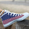 USA Blue And White Star Print Pattern White High Top Shoes-grizzshop