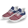 USA Blue And White Star Print Pattern White Running Shoes-grizzshop