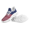 USA Blue And White Star Print Pattern White Running Shoes-grizzshop