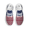 USA Blue And White Star Print Pattern White Running Shoes-grizzshop